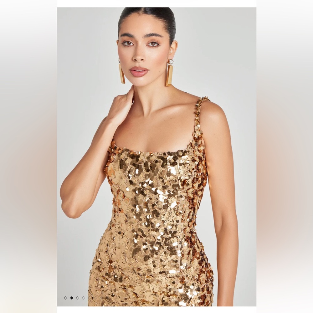 NADINE MERABI KARLIE GOLD DRESS - Picture 3 of 16